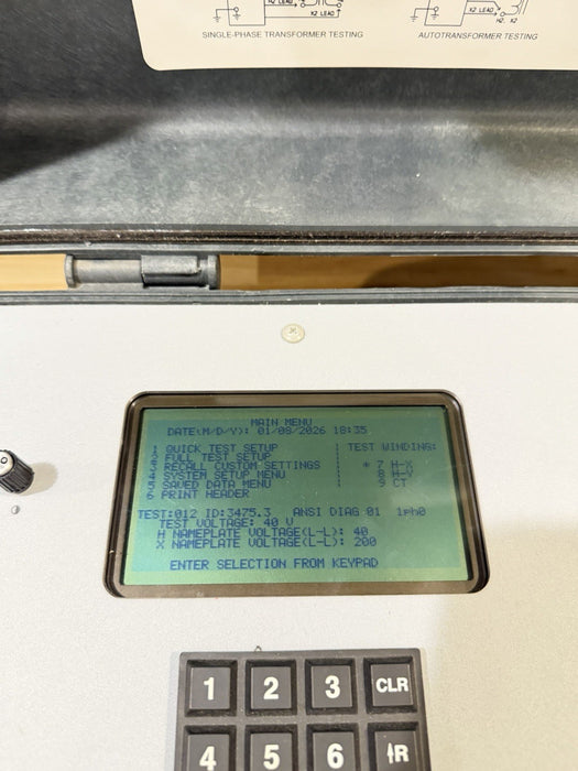 MEGGER TTR310 THREE PHASE TRANSFORMER TURNS RATIO TESTER TESTED