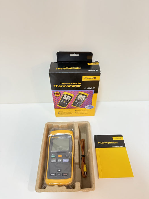 FLUKE 51 II THERMOCOUPLE THERMOMETER WITH PROBE NEW