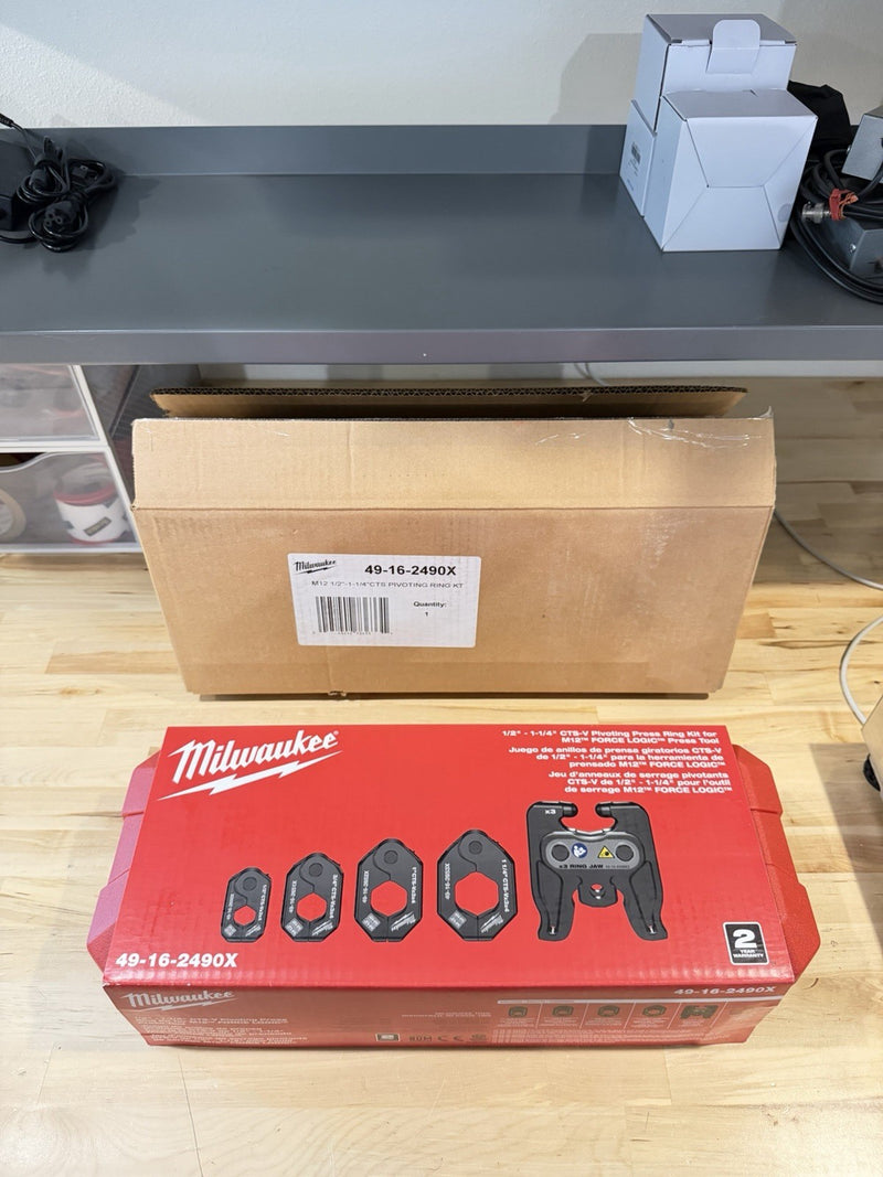 MILWAUKEE 49-16-2490X 1/2"- 1-1/4" CTS-V PIVOTING PRESS RING KIT (NEW SEALED)