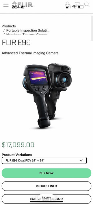FLIR E96 DUAL FOV 14+24 THERMAL CAMERA (NEW FACTORY SEALED) CALIBRATED 2025