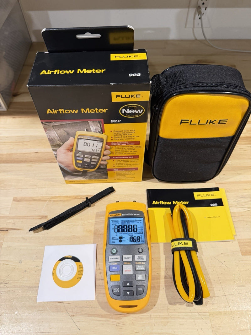 FLUKE 922 AIRFLOW METER KIT W / ACCESSORIES- SHIPS FAST (NEW SEALED)