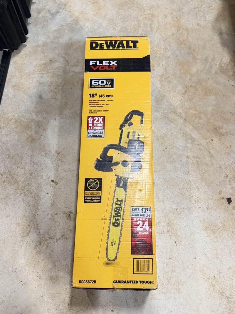 DEWALT DCCS672B FLEX VOLT 60V MAX 18 INCH 45 CM CHAINSAW TOOL ONLY (NEW SEALED)
