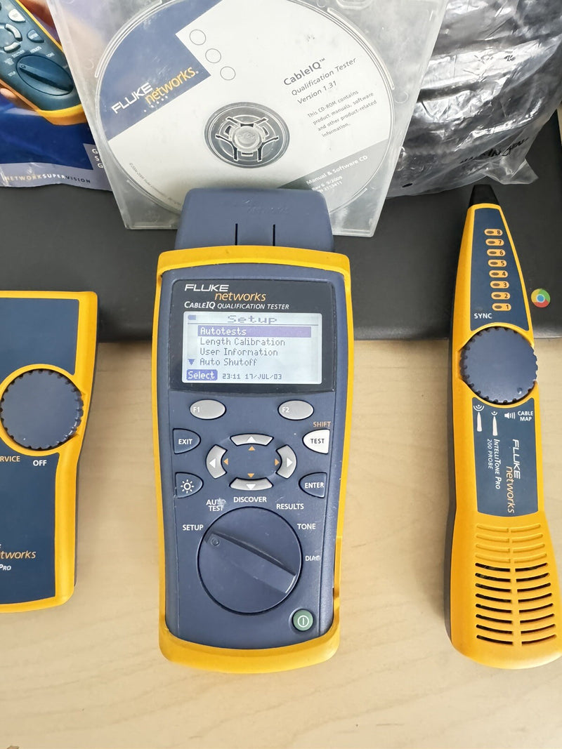 FLUKE NETWORKS CABLE IQ QUALIFICATION TESTER KIT INTELLITONE PROBE 200 & TONER
