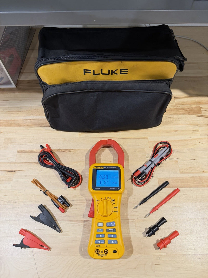 FLUKE 345 POWER QUALITY CLAMP METER WITH LEADS & ACCESSORIES