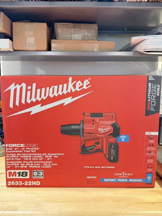 MILWAUKEE 2633-22HD M18 FORCE LOGIC™ 2”-3” PROPEX EXPANSION TOOL KIT -NEW SEALED