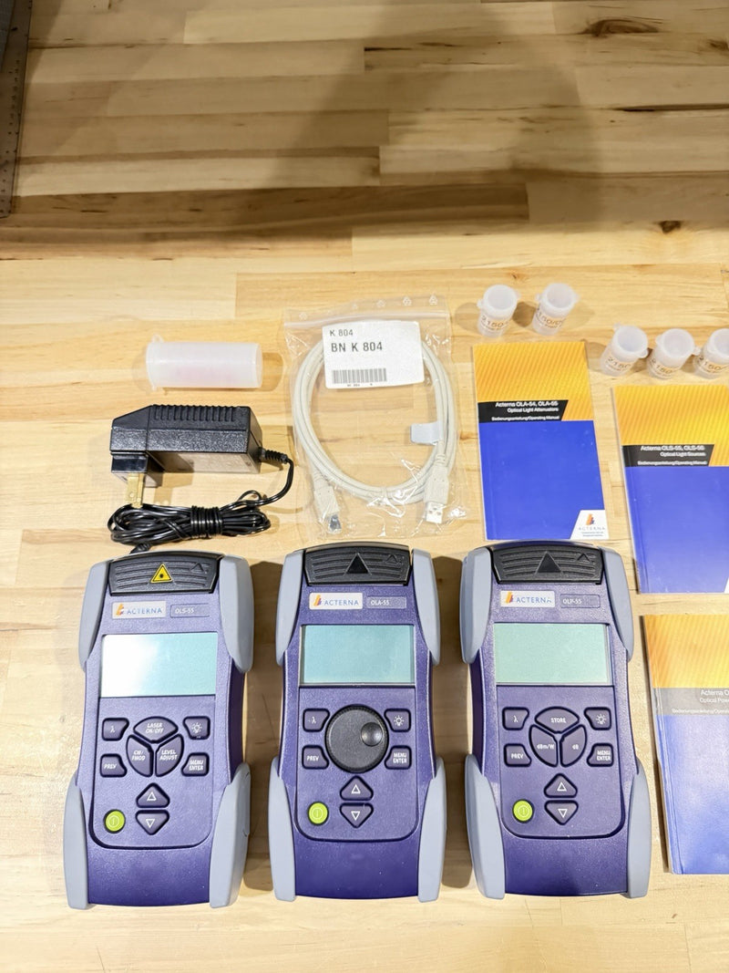 ACTERNA MK-3S OPTICAL TEST KIT OLA-55/OLS-55/OLP-55 WITH6 FRONT SHELLS/AC ADAPTERS