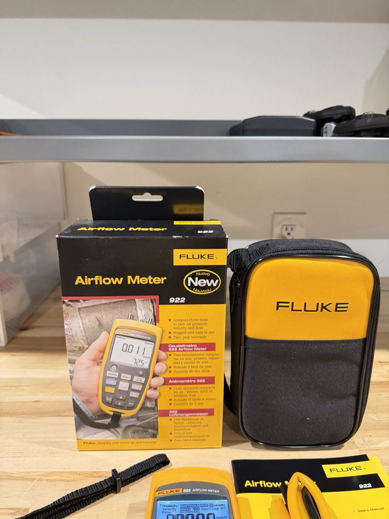 FLUKE 922 AIRFLOW METER KIT W / ACCESSORIES- SHIPS FAST (NEW SEALED)
