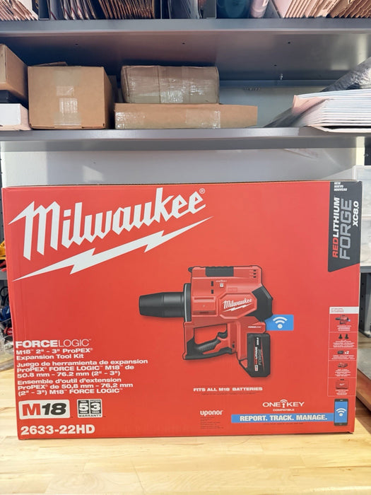 MILWAUKEE 2633-22HD M18 FORCE LOGIC™ 2”-3” PROPEX EXPANSION TOOL KIT -NEW SEALED