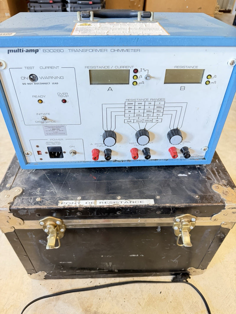 MULTI-AMP 830280 MEGGER TRANSFORMER OHMM 5A WINDING RESISTANCE TESTER