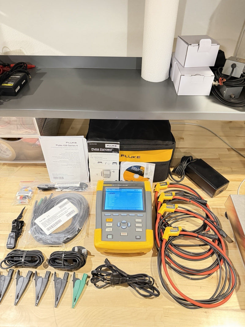 FLUKE 434 SERIES II ENERGY ANALYZER KIT WITH ACCESSORIES TESTED