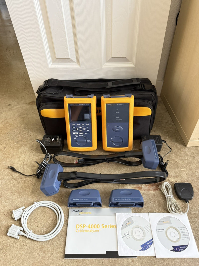 FLUKE NETWORKS DSP4300 DSP-4300 CABLE ANALYZER KIT WITH ACCESSORIES TESTED
