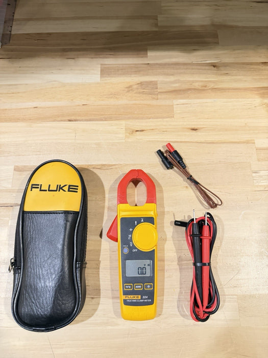 FLUKE 324 TRUE-RMS CLAMP METER W/ LEADS & CASE - SHIPS FAST