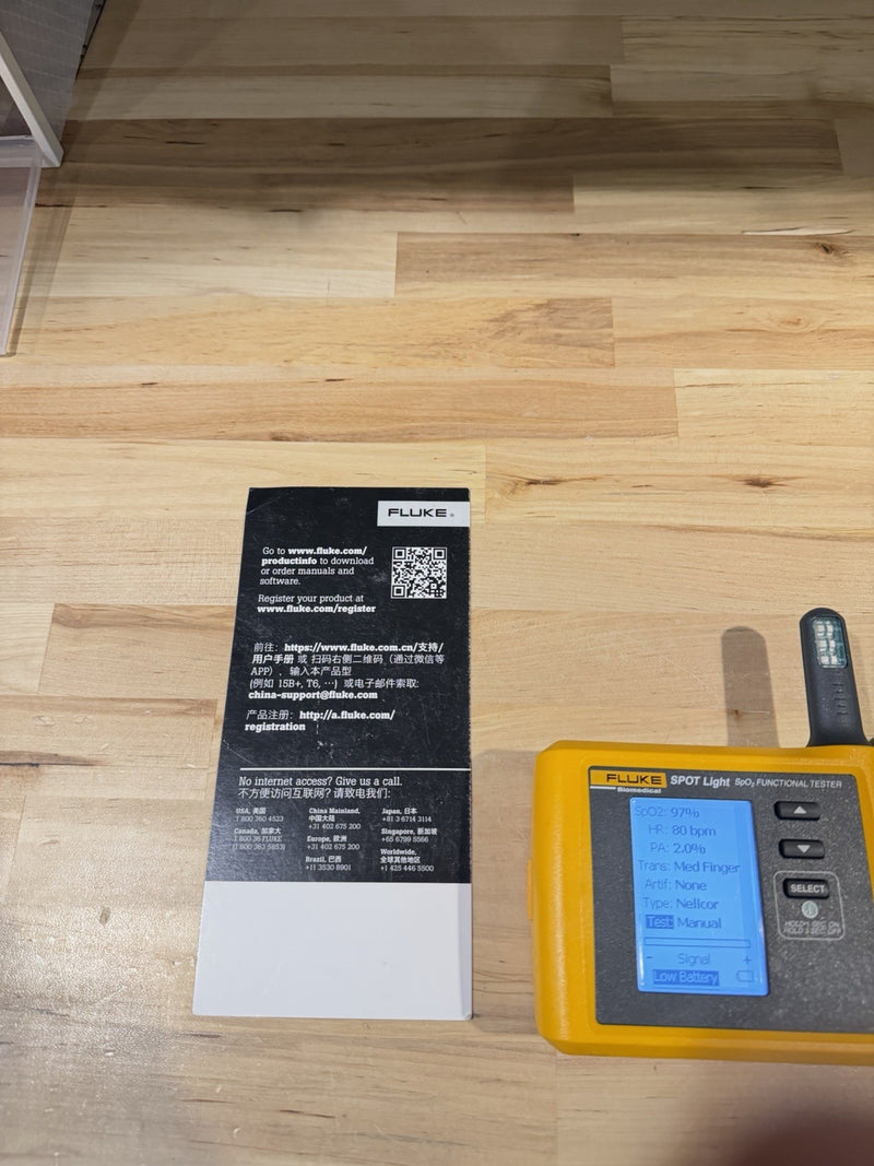 FLUKE BIOMEDICAL SPOT LIGHT SPO2 FUNCTIONAL TESTER WITH CHARGER