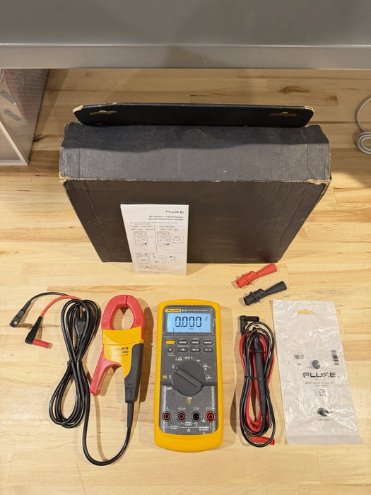 FLUKE 87V TRUE RMS MULTIMETER KIT W/ LEADS & I400 KIT (TESTED) SHIPS FAST