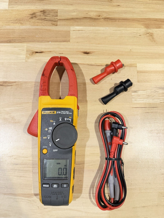 FLUKE 376 AC/DC TRUE RMS WIRELESS CLAMP METER WLEADS & CLIPS
