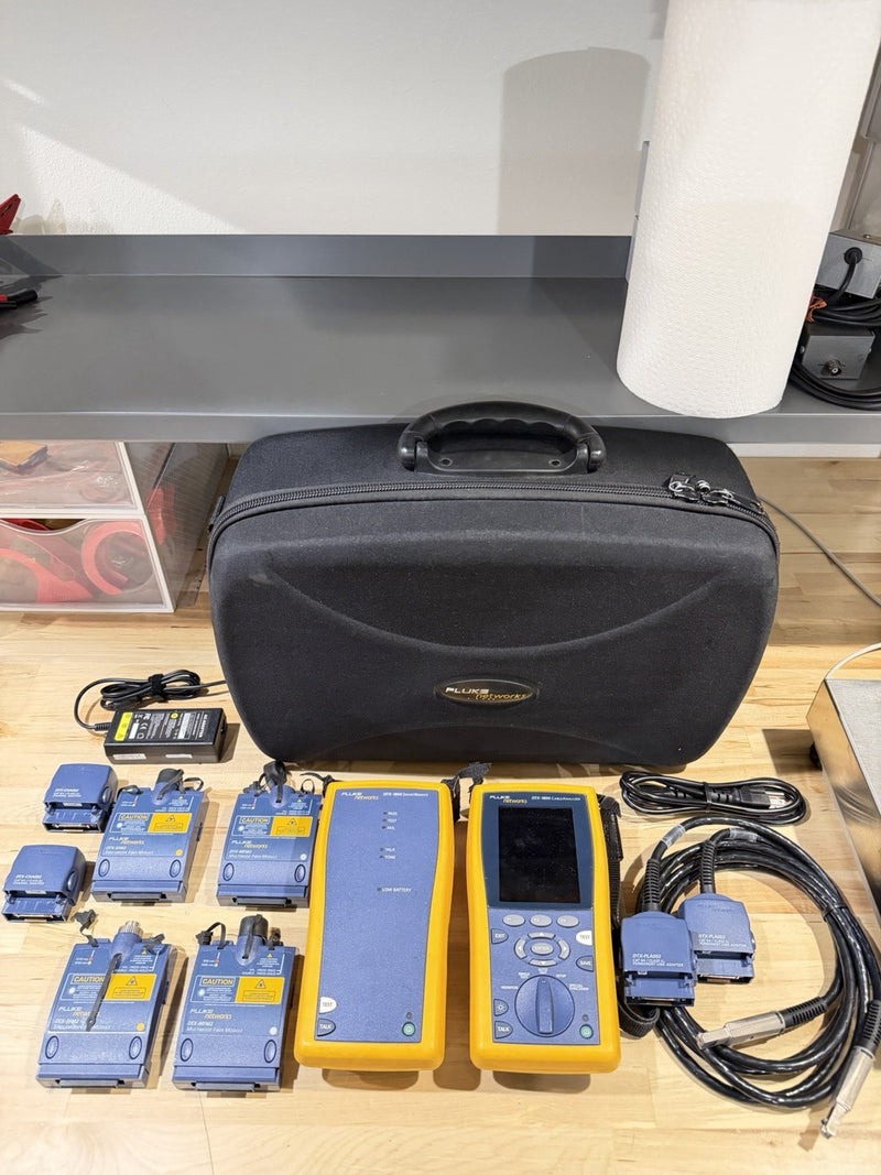 FLUKE NETWORKS DTX-1800 CABLE ANALYZER WITHDTX-SFM2 DTX-MFM2 DTX-PLA002 TESTED