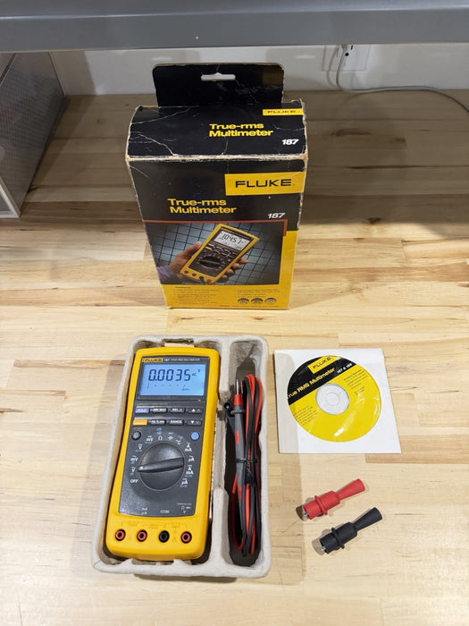 FLUKE 187 TRUE RMS MULTIMETER W/ LEADS & CLIPS  (NEW SEALED) TESTED - RARE
