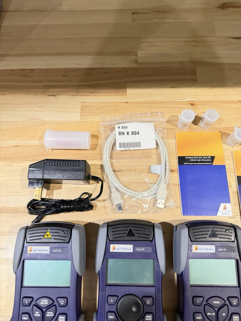 ACTERNA MK-3S OPTICAL TEST KIT OLA-55/OLS-55/OLP-55 WITH6 FRONT SHELLS/AC ADAPTERS