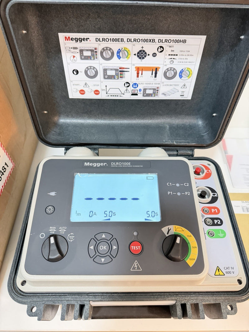 MEGGER DLRO100EB DIGITAL LOW RESISTANCE OHMMETER (NEW FACTORY SEALED) CAL 2026