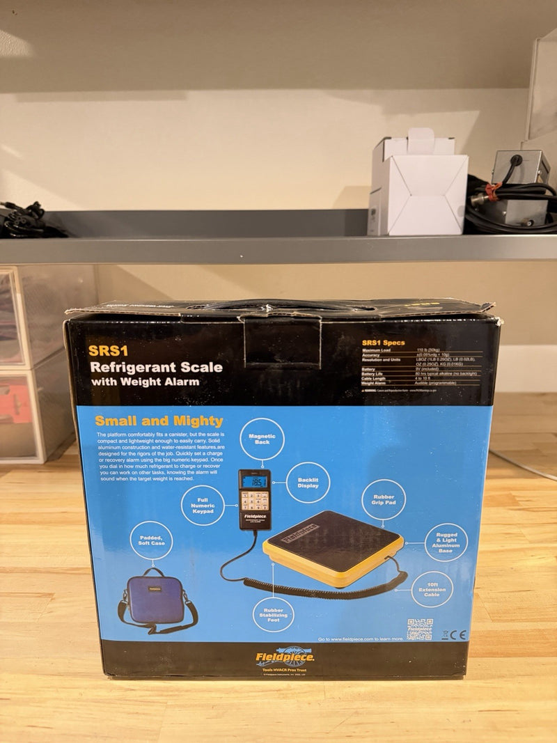FIELDPIECE SRS1 REFRIGERANT SCALE WITH WEIGHT ALARM & CASE 110LB CAPACITY