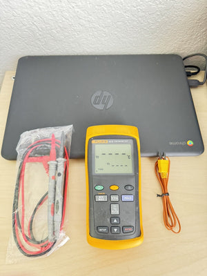FLUKE 52 II THERMOCOUPLE THERMOMETER METER WITH PROBE & LEADS