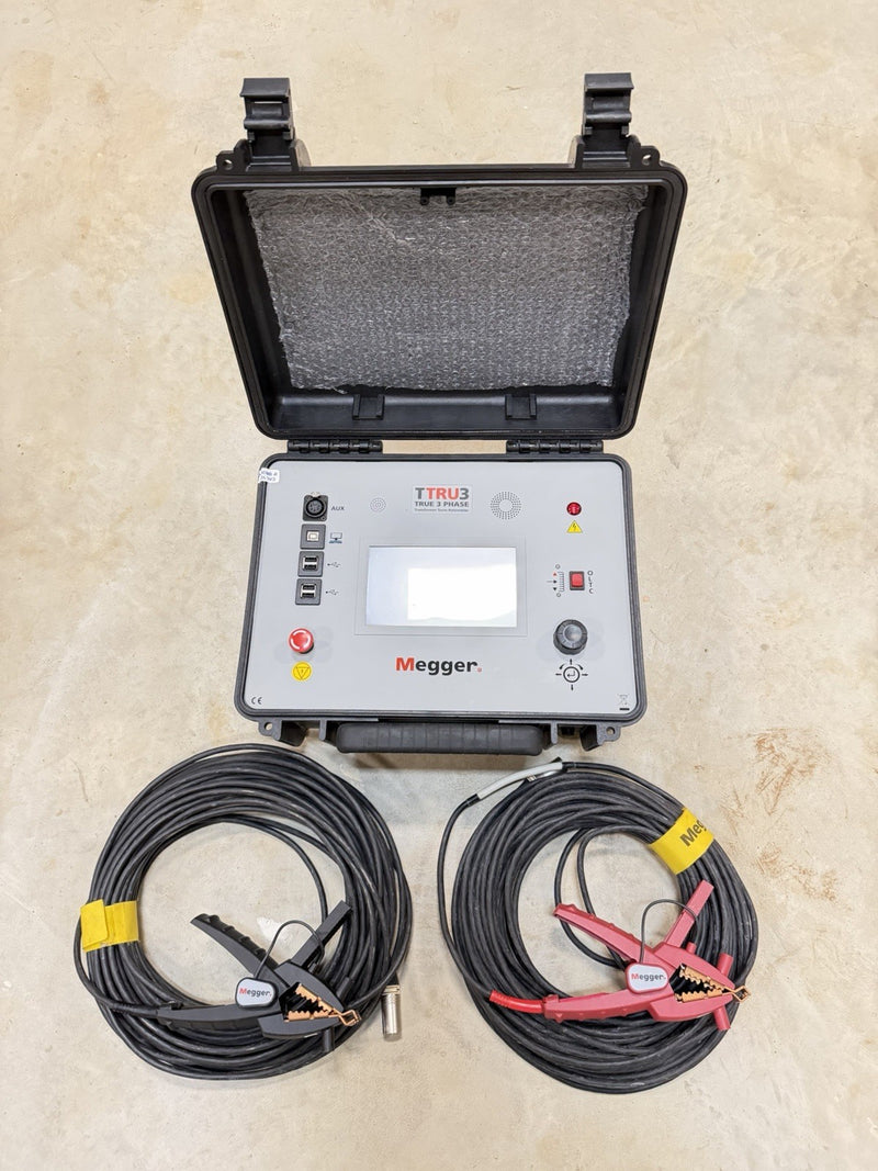 MEGGER TTRU3 PRO TRUE 3-PHASE TRANSFORMER TURNS RATIOMETER WITH CABLES TESTED