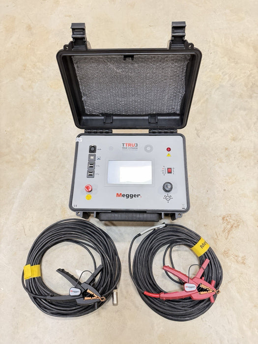 MEGGER TTRU3 PRO TRUE 3-PHASE TRANSFORMER TURNS RATIOMETER WITH CABLES TESTED