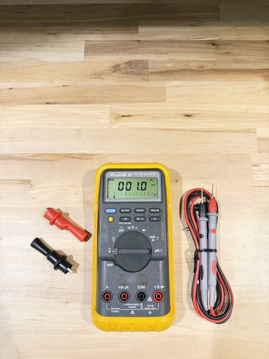 FLUKE 87 TRUE RMS MULTIMETER W/LEADS & CLIPS - SHIPS FAST