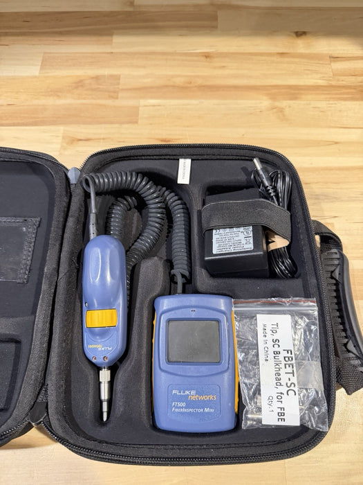 FLUKE NETWORKS FT500 FIBERINSPECTOR MINI FIBER OPTIC INSPECTION SCOPE KIT TESTED