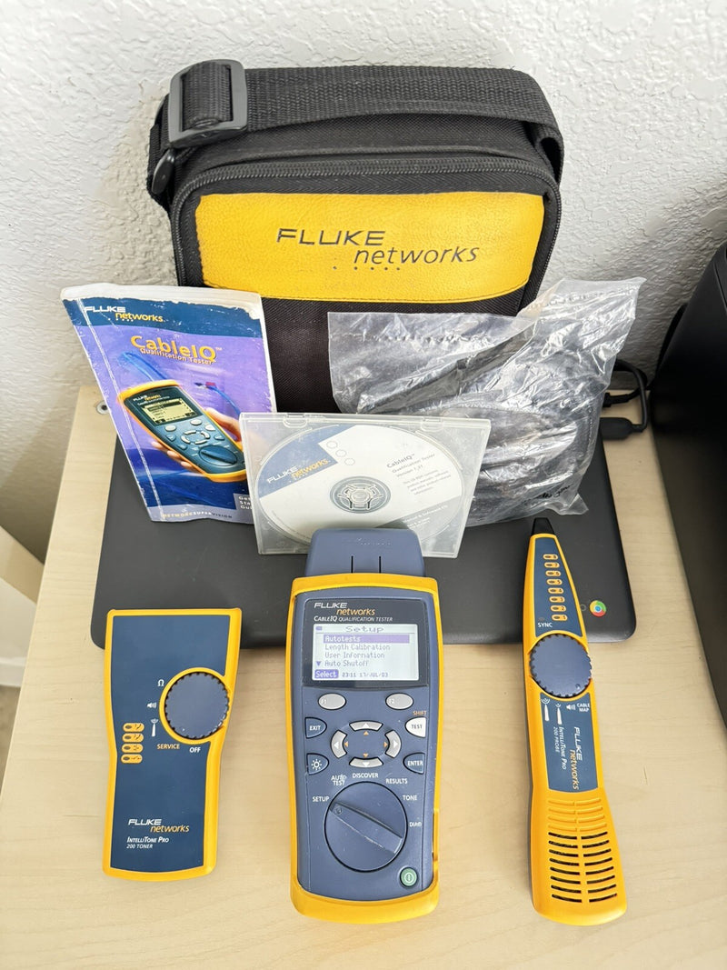 FLUKE NETWORKS CABLE IQ QUALIFICATION TESTER KIT INTELLITONE PROBE 200 & TONER