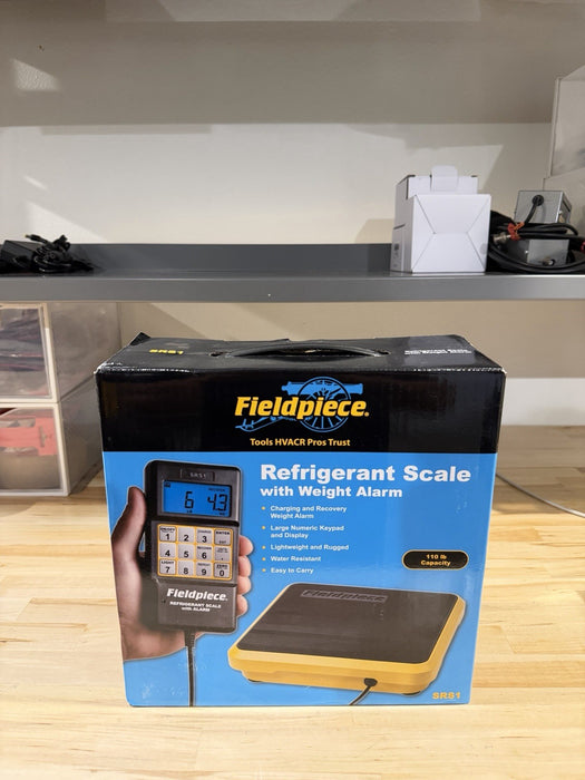 FIELDPIECE SRS1 REFRIGERANT SCALE W/ WEIGHT ALARM & CASE 110LB CAPACITY (NEW)