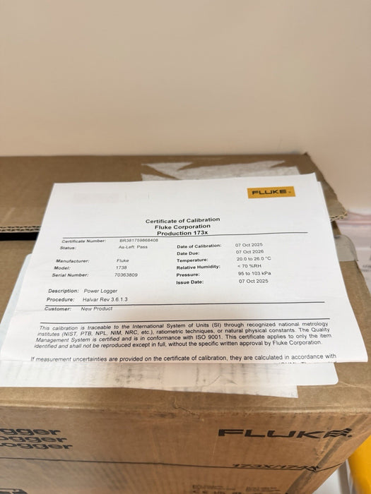 FLUKE 1738 POWER LOGGER KIT 3 PHASE W/ACCESSORIES/CALIBRATED 2026 NEW SHIPS FREE