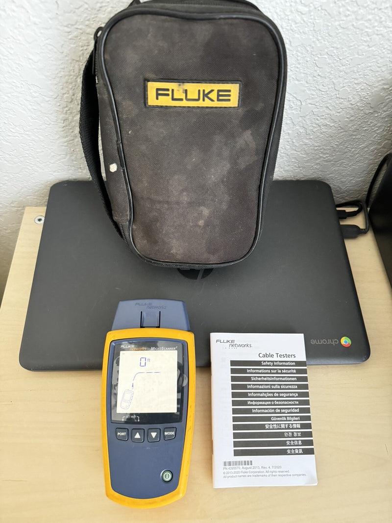 FLUKE NETWORKS MS2-100 MICROSCANNER2 NETWORK CABLE VERIFIER WITH BAG AND MANUAL