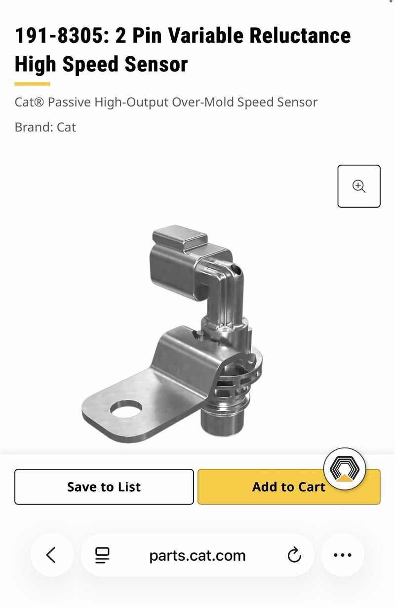 CAT 191-8305 2 PIN VARIABLE RELUCTANCE HIGH SPEED SENSOR