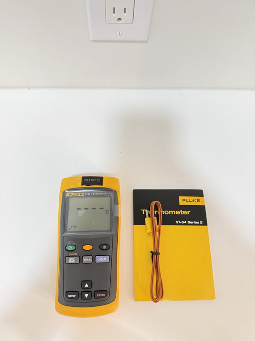 FLUKE 51 II SINGLE INPUT THERMOMETER W/ PROBE & MANUAL (TESTED) - SHIPS FAST