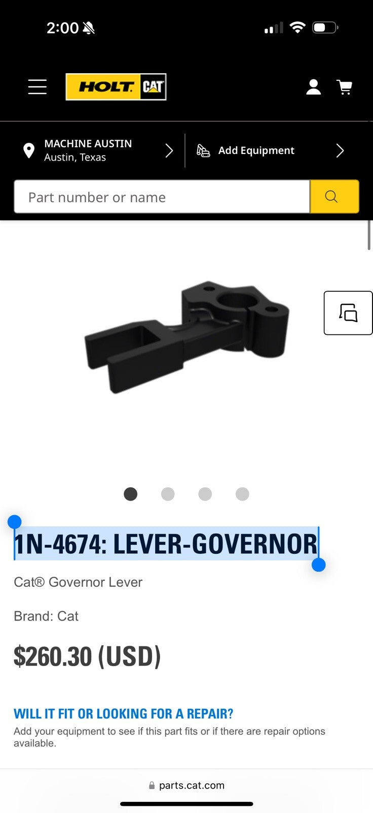 CAT 1N-4674 LEVER-GOVERNOR