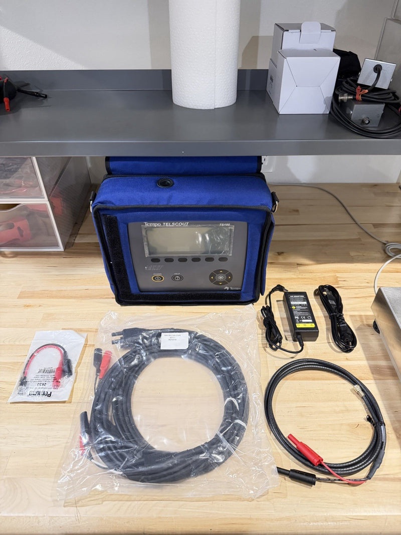 TEMPO TELSCOUT TS100 TDR REFLECTOMETER CABLE TESTER WITH LEADS & ACCESSORIES TESTED