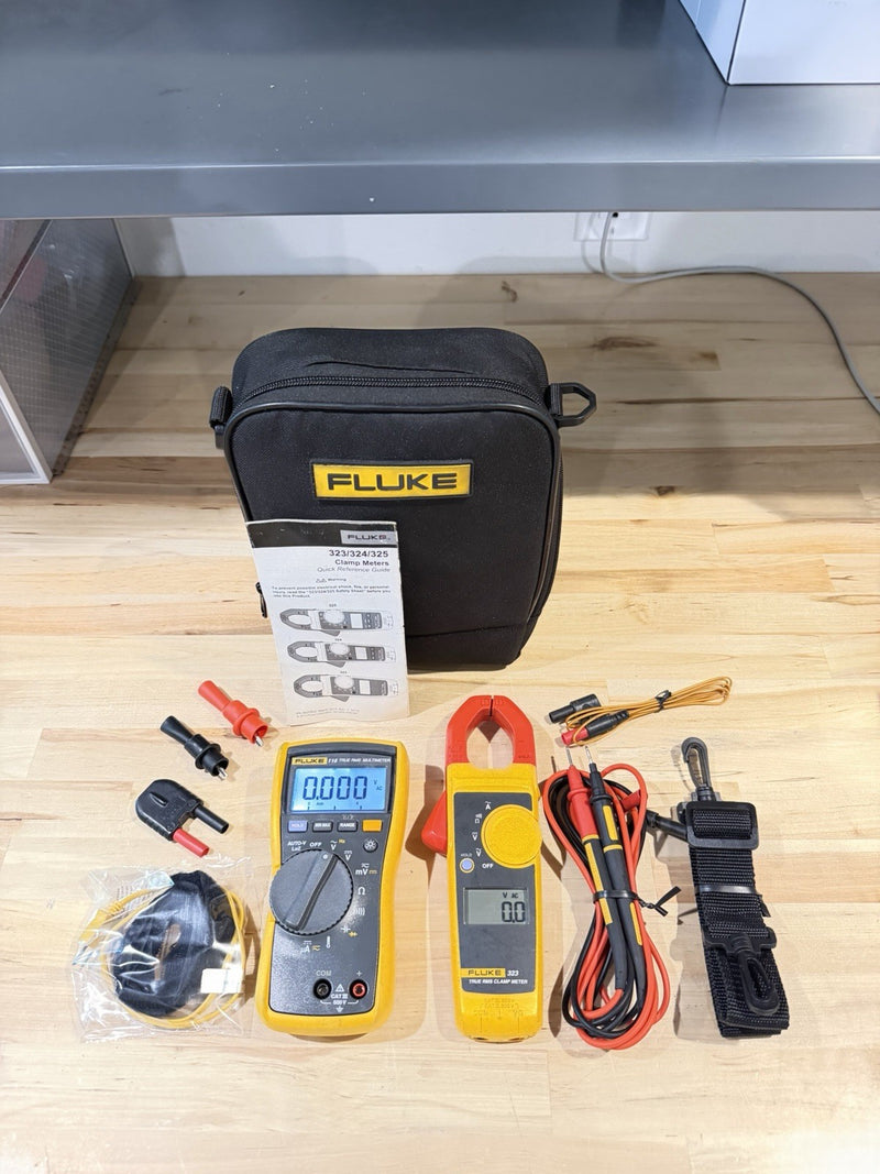 FLUKE 116/323 HVAC MULTIMETER COMBO KIT WITH ACCESSORIES TESTED