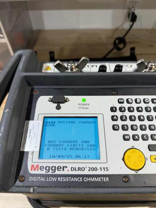 MEGGER DLRO 200-115 DIGITAL LOW RESISTANCE OHMMETER TESTED