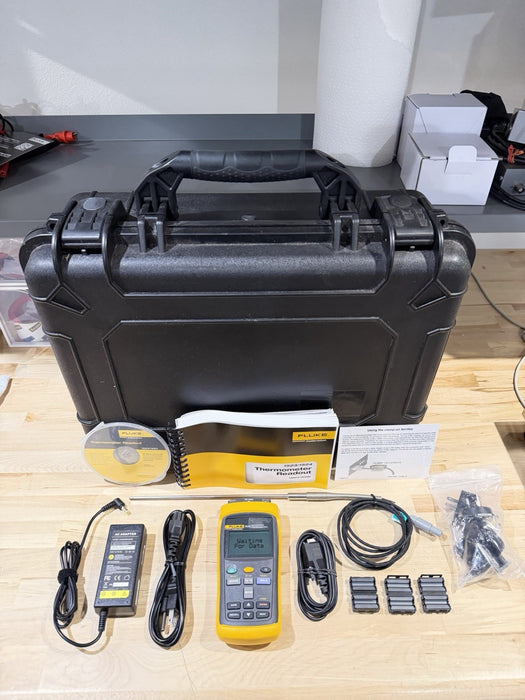 FLUKE 1523 REFERENCE THERMOMETER W/ PROBE KIT & ACCESSORIES-FREE SHIPPING TESTED