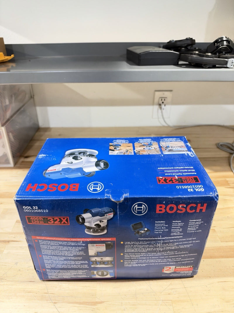 BOSCH GOL 32 AUTOMATIC OPTICAL LEVEL 400FT/120M 32X (NEW SEALED)