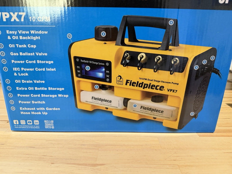FIELDPIECE VPX7 10 CFM DUAL STAGE VACUMM PUMP