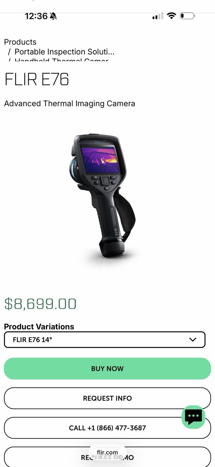 FLIR E76 14° THERMAL CAMERA CALIBRATED 2025 MFD 2025