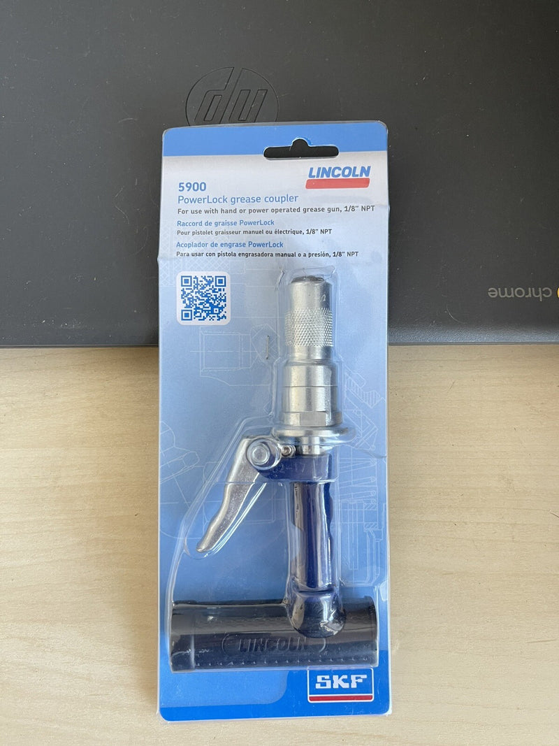 LINCOLN HEAVY DUTY POWER LOCK LEVER ACTION GREASE GUN QUICK COUPLER #5900