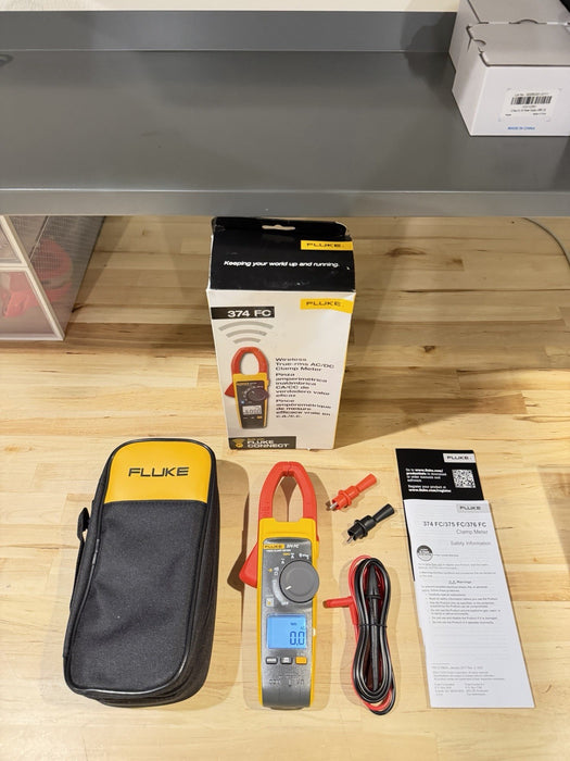 FLUKE 374 FC TRMS CLAMP METER WITH LEADS & CLIPS TESTED