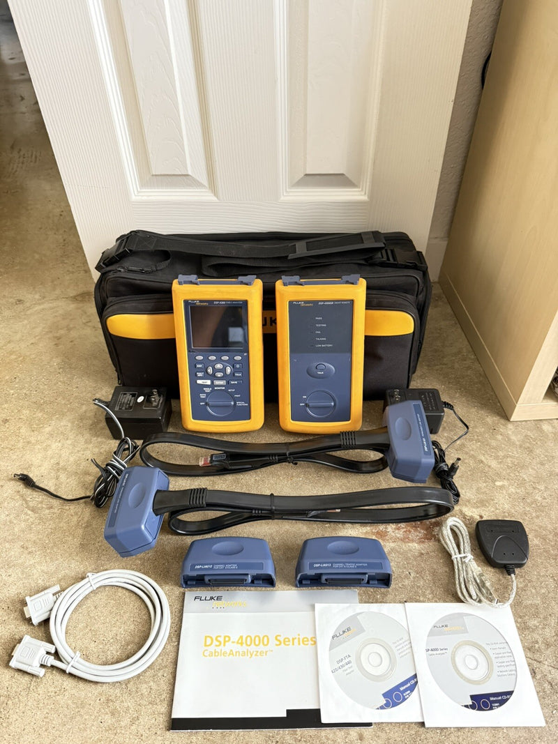 FLUKE NETWORKS DSP4300 DSP-4300 CABLE ANALYZER KIT WITH ACCESSORIES TESTED