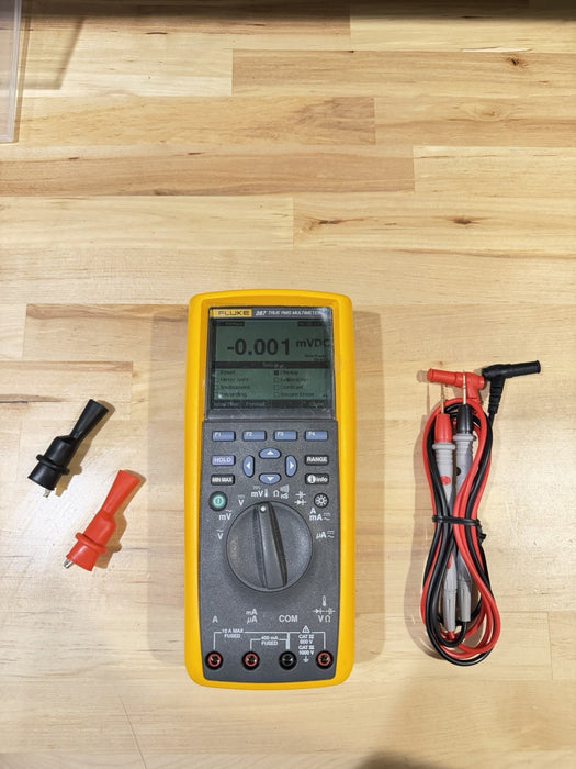 FLUKE 287 TRUE RMS ELECTRONIC LOGGING DIGITAL MULTIMETER W/ LEADS & CLIPS