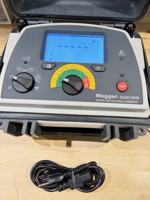 MEGGER DLRO10HD DIGITAL LOW RESISTANCE OHMETER W/ PROBES & CHARGER (TESTED)