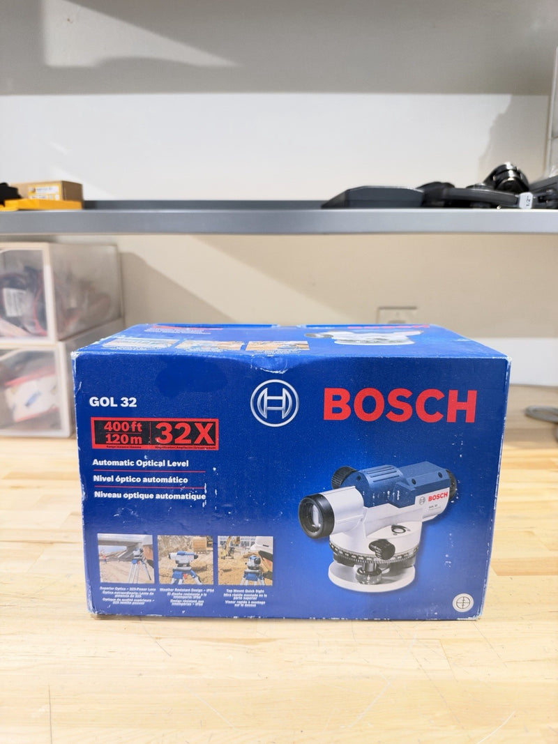BOSCH GOL 32 AUTOMATIC OPTICAL LEVEL 400FT/120M 32X (NEW SEALED)
