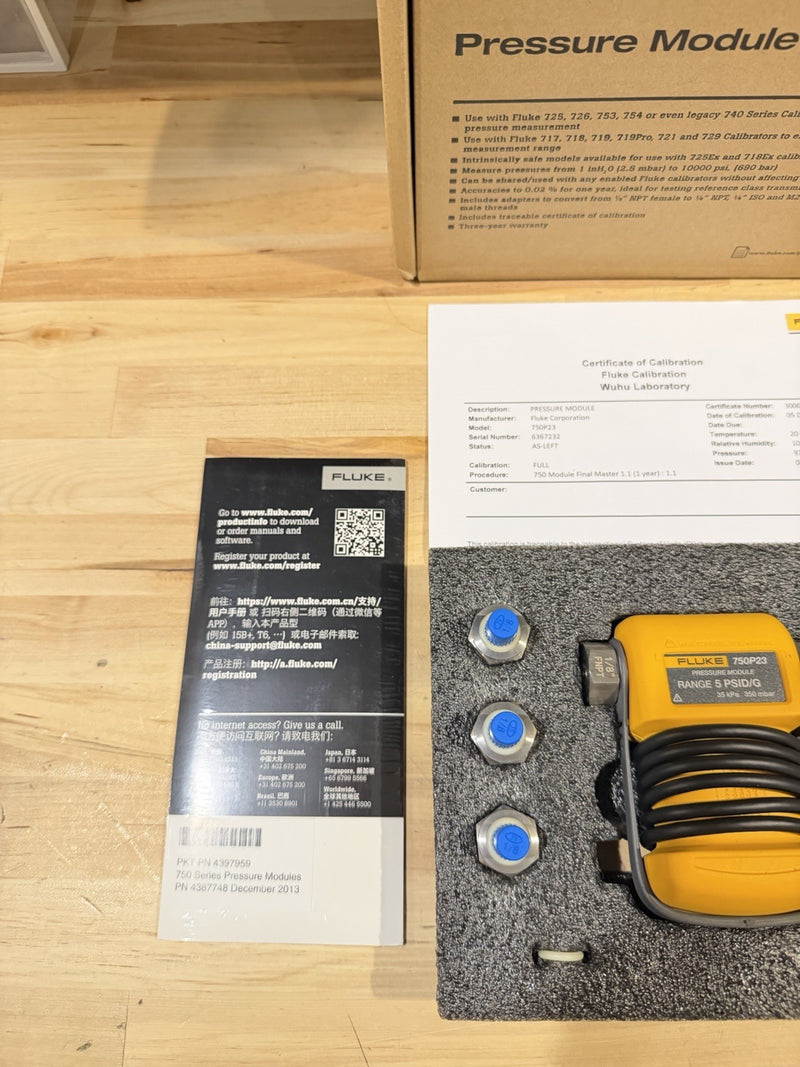 FLUKE 750P23 PRESSURE MODULE RANGE 5 PSID/G 35 KPA 350 MNAR (NEW) SHIPS FAST